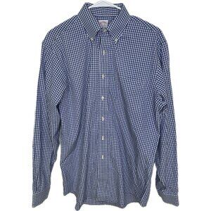 Brooks Brothers Dress Button Down shirt 15.5 35 Madison Fit Men’s Plaid Blue